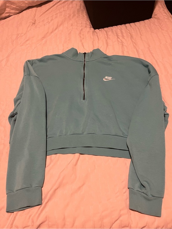 Nike Tops - Nike Women's Cropped Half-Zip Sweatshirt in Teal